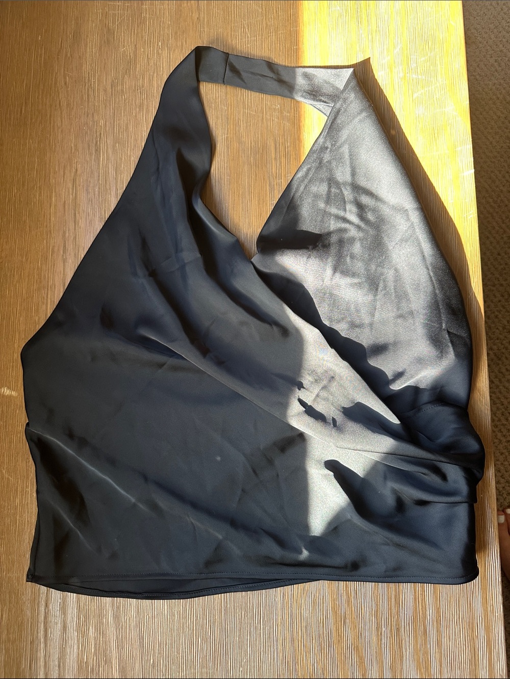ZARA Black Satin Halter Top
